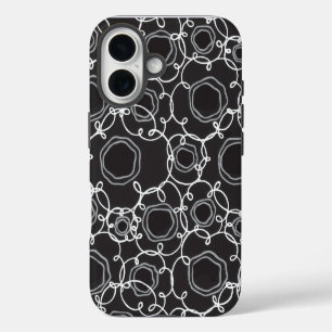 Abstract Floral Matrix (Charcoal) Fine Art iPhone 16 Case