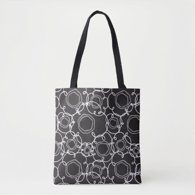 Abstract Floral Matrix (Charcoal) Fine Art Tote Bag (Front)