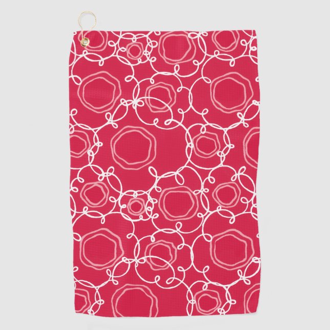 Abstract Floral Matrix (Red) Fine Art Golf Towel (Front)