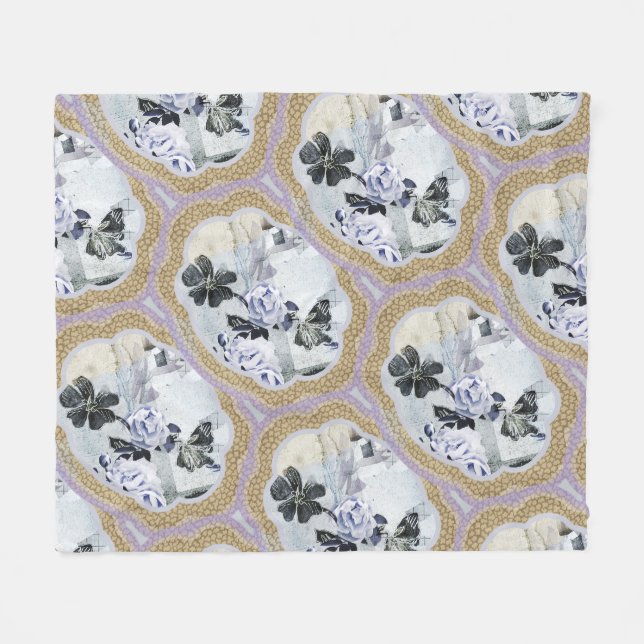 Abstract Floral Medallions Fleece Blanket (Front (Horizontal))