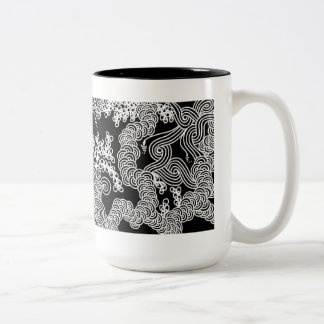 Abstract Floral Mug in Black and White
