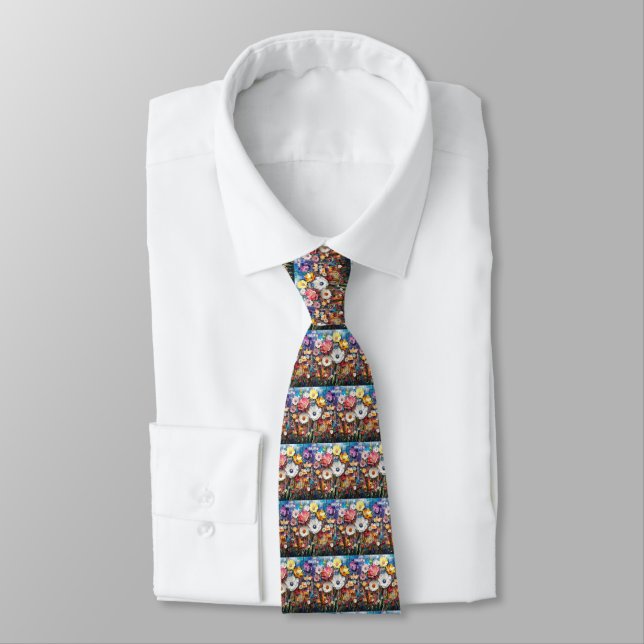 Abstract Floral Neck Tie (Tied)