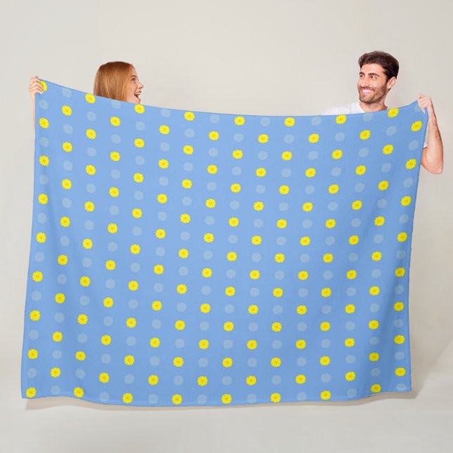 Abstract Floral of Yellow Gerberas on Baby Blue Fleece Blanket (In Situ)