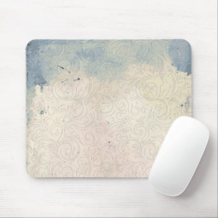 Abstract Floral on Blue and White Gradient Stains Mouse Mat
