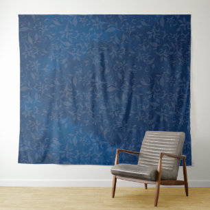 Abstract Floral on Navy Blue Stains Background Tapestry