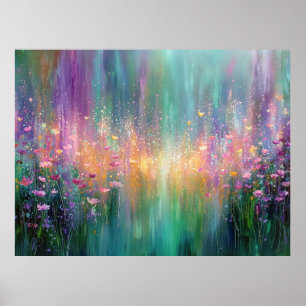 Abstract Floral Painting with Vibrant Colours Poster