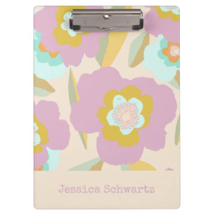 Abstract Floral Pastel Lilac Pattern Personalised  Clipboard