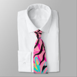 Abstract Floral Pastels Monogram Necktie