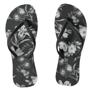 Abstract floral pattern flip flops
