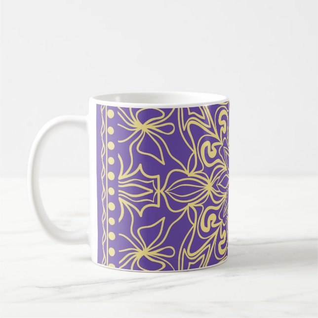 Abstract floral pattern geometry, mandala design coffee mug (Left)