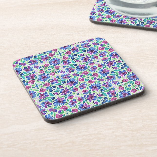 Abstract Floral Pattern - Hard Plastic Coaster (Left Side)