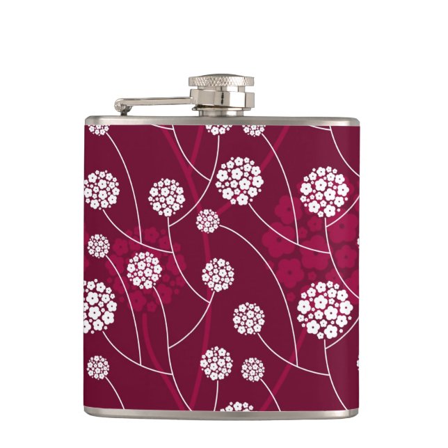 Abstract floral pattern hip flask (Front)