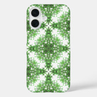 Abstract Floral Pattern In Black & Green On White