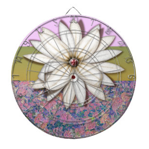 Abstract Floral Pattern in Pink and Blue Dartboard