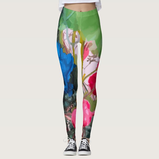 Abstract Floral Pattern Leggings (Front)