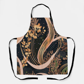 Abstract floral pattern, polka dots, vines apron