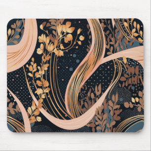 Abstract floral pattern, polka dots, vines mouse mat