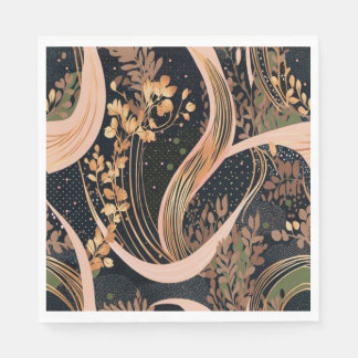 Abstract floral pattern, polka dots, vines napkin