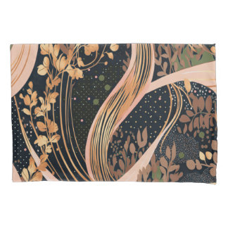 Abstract floral pattern, polka dots, vines pillowcase