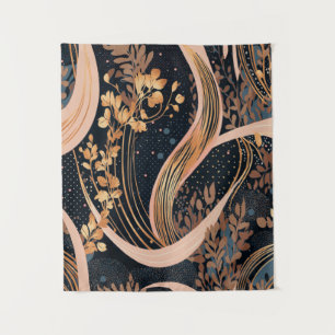 Abstract floral pattern, polka dots, vines tapestry