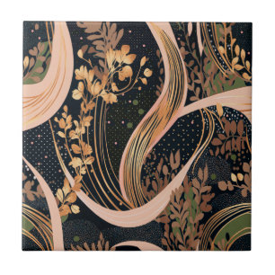 Abstract floral pattern, polka dots, vines tile