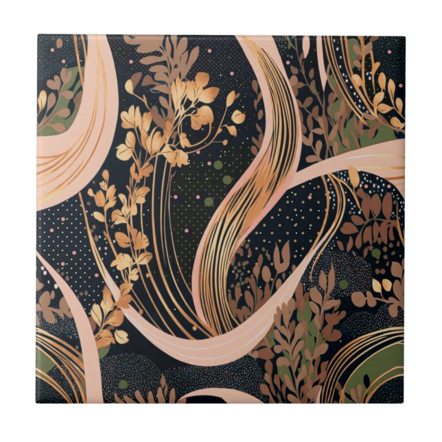 Abstract floral pattern, polka dots, vines tile (Front)