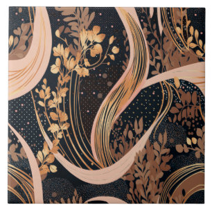 Abstract floral pattern, polka dots, vines tile