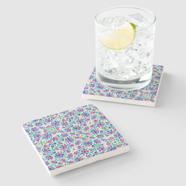 Abstract Floral Pattern - Stone Coaster (Side)
