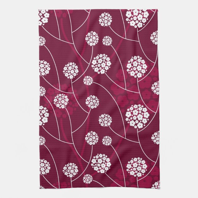 Abstract floral pattern tea towel (Vertical)