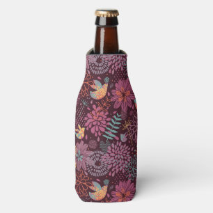 Abstract floral pattern with birds bottle cooler