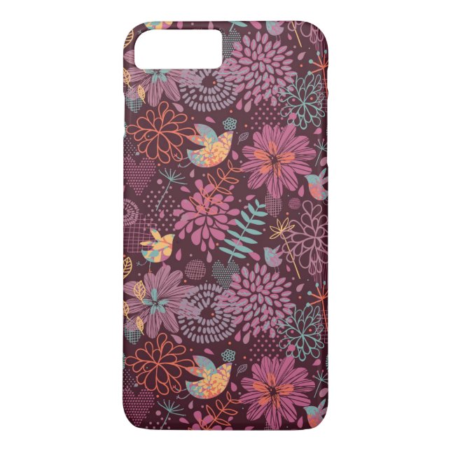 Abstract floral pattern with birds Case-Mate iPhone case (Back)