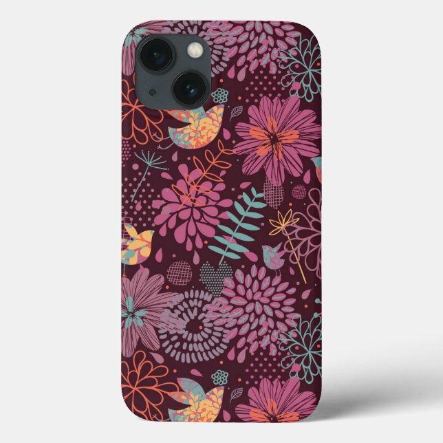 Abstract floral pattern with birds Case-Mate iPhone case (Back)
