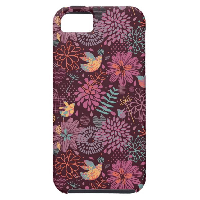 Abstract floral pattern with birds Case-Mate iPhone case (Back)