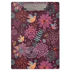 Abstract floral pattern with birds clipboard