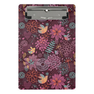 Abstract floral pattern with birds mini clipboard