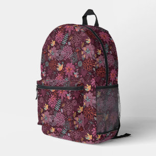 Abstract floral pattern with birds printed backpack
