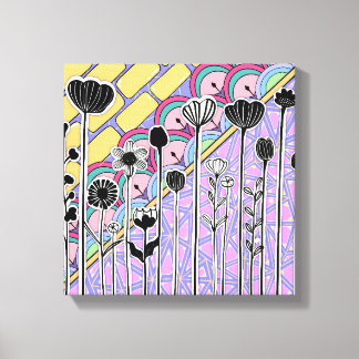 Abstract floral pattern with geometric background canvas print