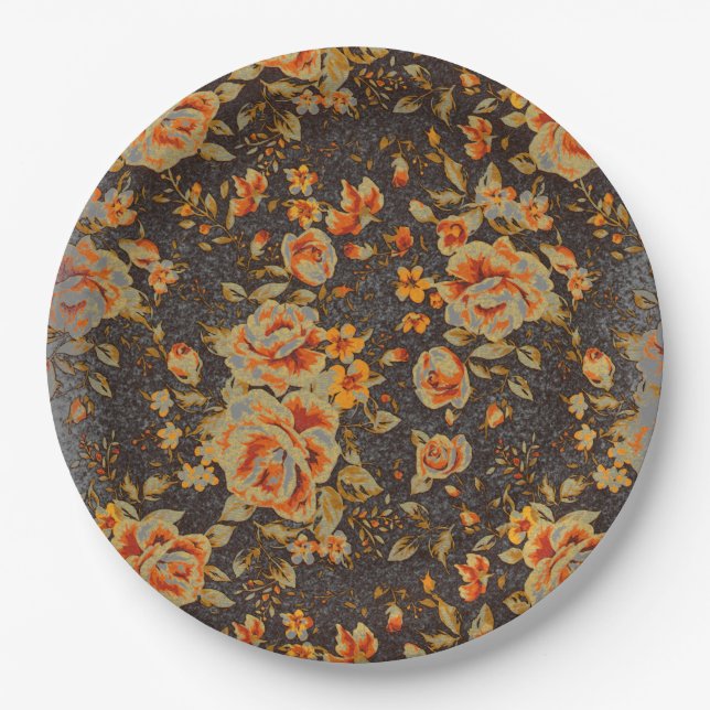 Abstract Floral pencil line texture  Paper Plate (Front)