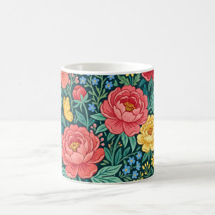 Abstract Floral Peonies Butterflies Coffee Mug