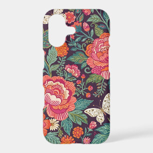 Abstract Floral Peonies Butterflies iPhone Cases