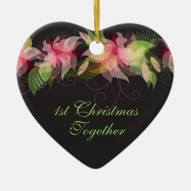 Abstract Floral Personalised Christmas Ornament (Front)