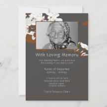 Abstract Floral Personalised Funeral Announcement