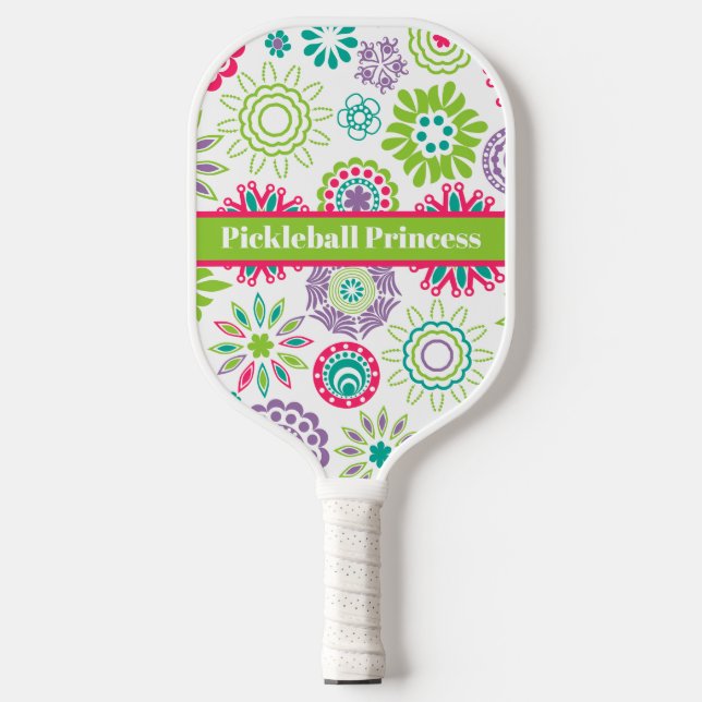 Abstract Floral Pickleball Princess Paddle (Front)