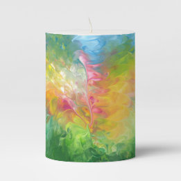 Abstract floral pillar candle