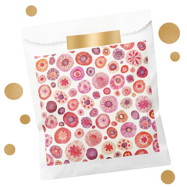 Abstract Floral Pink Favour Bags (Modern abstract floral spots pink favor bag)
