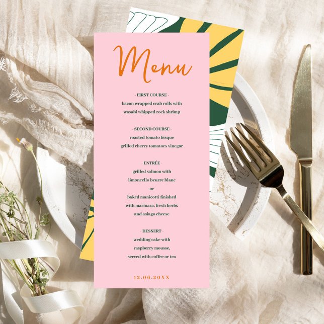 Abstract floral pink & green mix and match menu (Abstract floral pink & green mix and match menu)