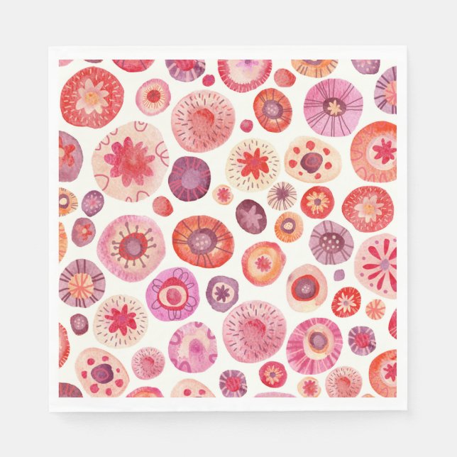 Abstract Floral Pink Napkin (Front)