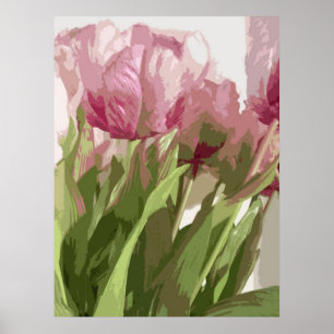 Abstract Floral - Pink Tulips 4 Poster