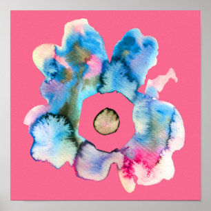 Abstract floral pink watercolor poster