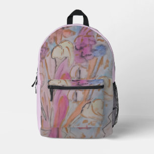 Abstract Floral Printed Backpack